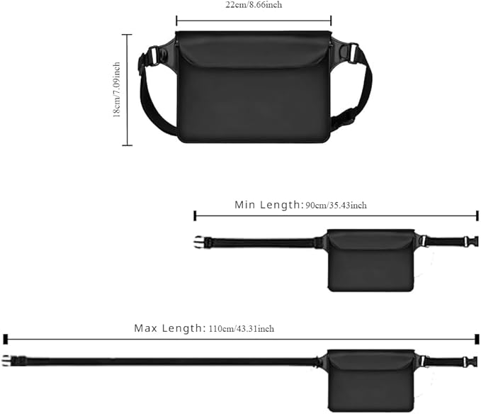 2-Pack Waterproof Bag with Adjustable Waistband and Touch Sensitive Screen, Keeping Your Phone and Valuables Dry, Perfect for Drifting, Swimming, Kayaking, Rowing, Fishing… (Black+Black)
