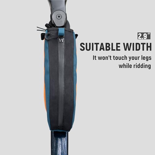 YUBRAND Removable Bike Frame Bag, Top Tube Bike Bag, Compatible With IPhone 16/15/14Pro and Phones Up To 6.9'', Waterproof, 1L, Blue, Geometric Pattern, 8.66 x 4.3 x 3.9 inches