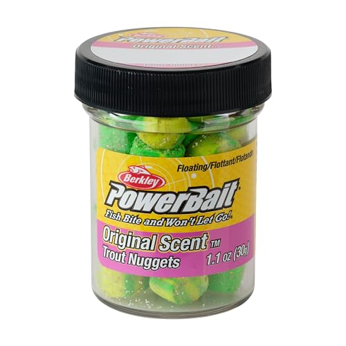 Berkley PowerBait Power Nuggets Fishing Dough Bait, Lime Twist, 1.1 oz, Scented and Flavored Soft Bait for Freshwater Fishing, Designed to Attract Trout, High Visibility