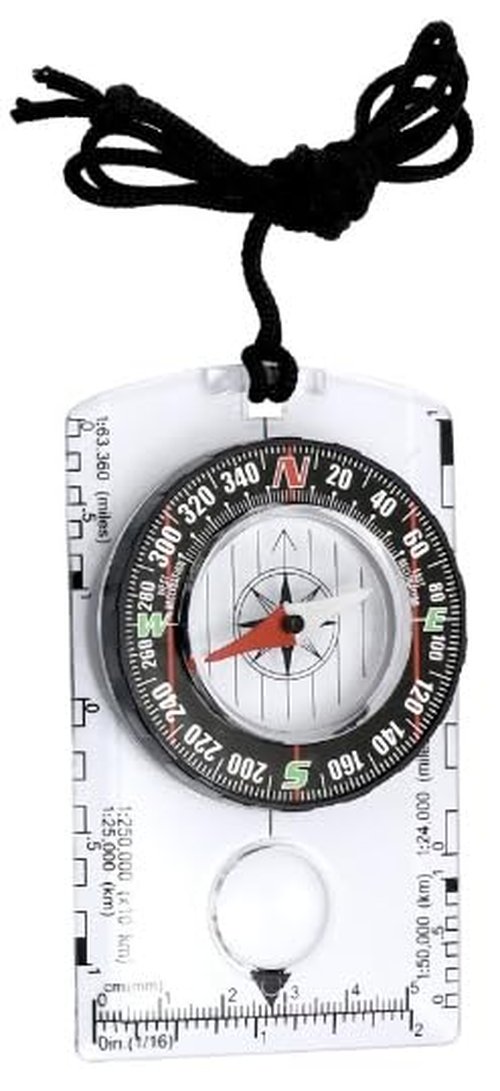 Outdoor Navigation Compass, Lightweight Design, Topographic Map Reading, Heading and Azimuth Measurement (Clear)