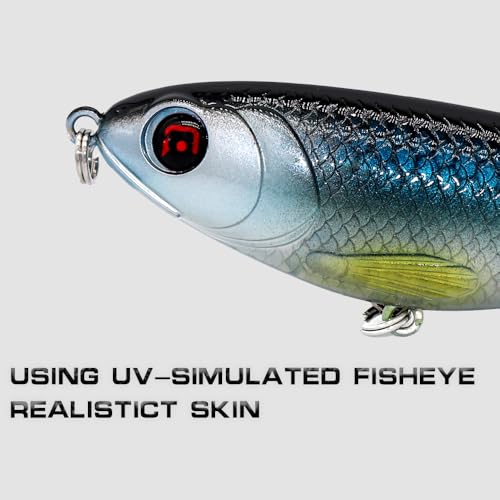SENPHE 5PCS Topwater Fishing Lures for Bass Fishing with Storage Box, Whopper Popper Fishing Lure Catfish Pike Perch, Floating Pencil Bass Bait with Rotating Tail Freshwater (Box-A(5PCS))