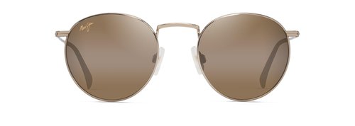 Maui Jim Pukaua Round Sunglasses, Shiny Light Gold W/Yellow/Hcl Bronze Polarized, Medium