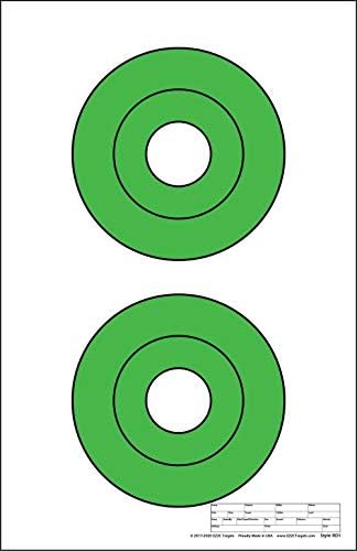 Red Dot Optics Two 6.5" EZ2C USA Made Green Bullseyes by EZ2C Optic Zeroing Shooting Paper Targets | High Visibility Firearms and Rifles Targets 11" x 17" - Style 1 (25 Count)