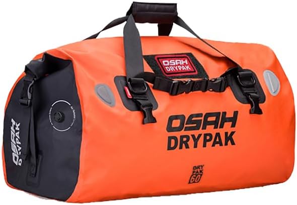 Motorcycle Dry Bag - Waterproof Motorcycle Duffle & Luggage Tail Bag Saddle Bags with Roll Top Closure, Large Storage Space，for Motorcycle Back Seat(Orange, 60L)