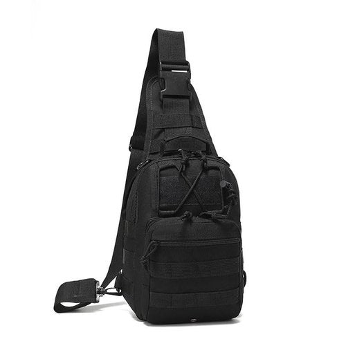 Tactical Sling Shoulder Backpack for Men, Outdoor MOLLE Military Chest Bag EDC Crossbody Bag Small Sports Backpack (Black)