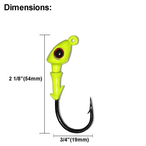 Fish On Tackle 1/4 Oz Jig Head - Chartreuse - 5 per pack