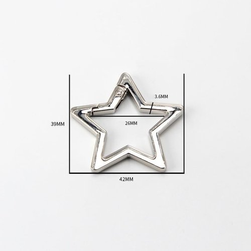 Silver Star Shaped Stainless Steel Keychain Clip Carabiners Snap Hook Holder Star Carabiners Hook Clip Key Holder Carabiner Clip for Keys and Wallet with Key Chain Rings,Accessory,Keyrings and Charms