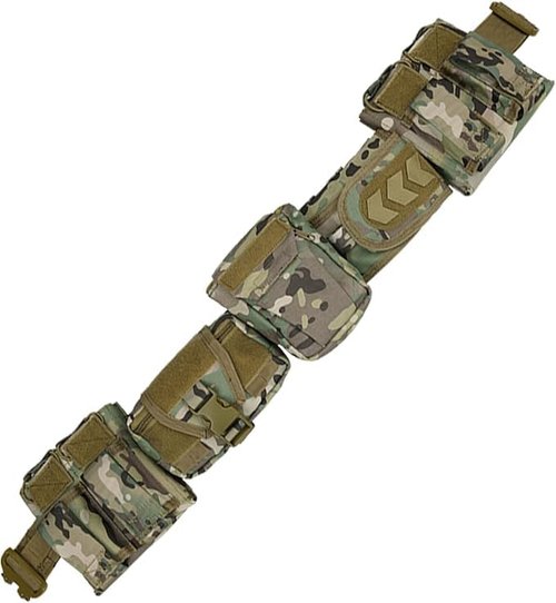 CrogaGear Tactical Battle Belt with Quick Release & Accessory Pouches - 7 in 1 Duty Belt for Men (CP)