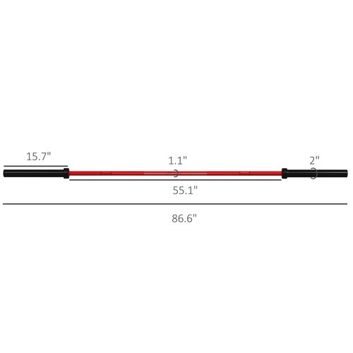 Soozier 7.2ft Barbell Bar, 2 Inch Weight Bar, 44 lbs with Rotating Sleeves and Non-Slip Knurling Grip, 1500lbs Weight Capacity for Weightlifting & Strength Training, Red