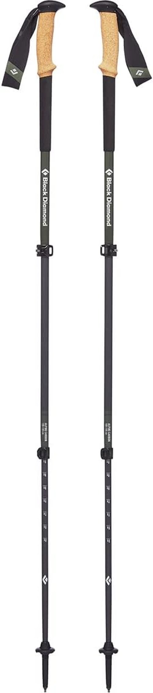 Black Diamond Alpine Carbon Cork Trekking Poles, Pair of 2 Ultra Lightweight Carbon Fiber Hiking Sticks for Backpacking and Mountaineering, Tundra