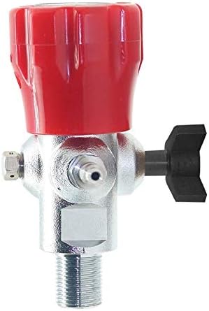 Paintball CO2 Tank Compressed Air DIN Valve Gauge & Fill Station, 300bar/4500psi High Pressure, 8mm Quick Disconnect Adapter, 24" Charging Hose for PCP Game (Top Gauge Valve)