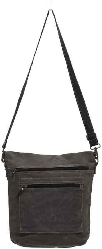 Old Howard Upcycled Canvas Leather Trim Crossbody Bag