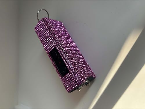 Rhinestone Stun Gun Keychain – Compact Rechargeable Self-Defense Taser with Flashlight, Holster & Keyring for Women’s Personal Safety
