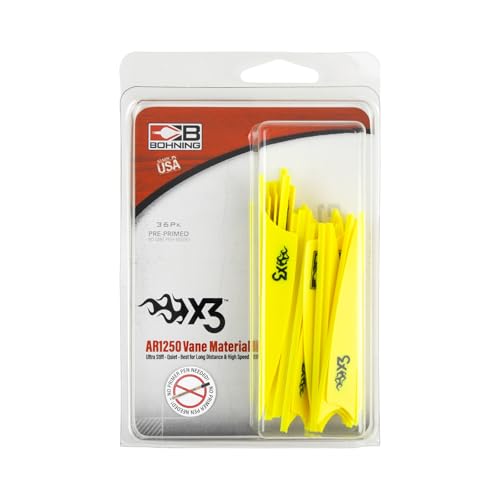 Bohning X3 Vane, 3", Neon Yellow, 36pk
