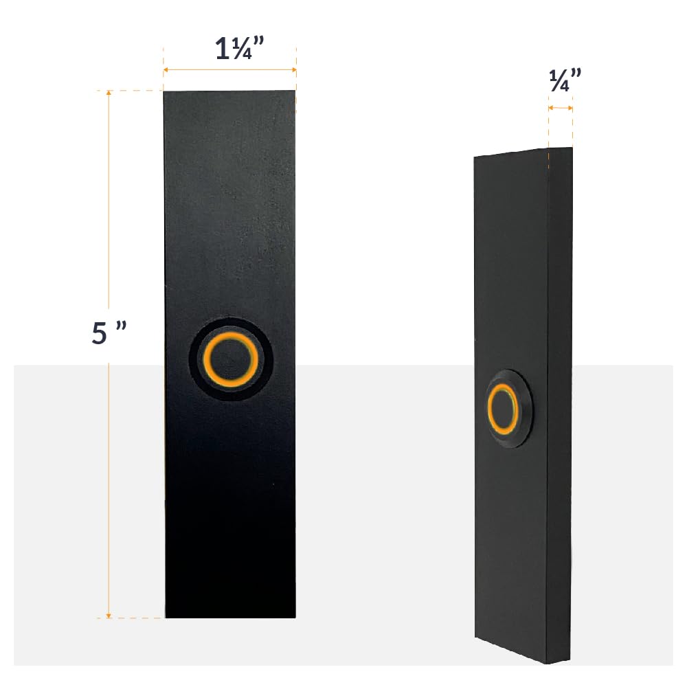 Newhouse Hardware Rectangular Lighted Wired Metal Doorbell Button in Black BT6BL, for Doorbell Chime, Buzzer, or Ringer, Door Bell Button Only, Buzzer Button with LED Button Light