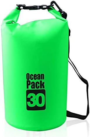 Outdoor Dry Sack/Floating Waterproof Bag 2L/3L/5L/10L/15L/20L/30L for Boating, Kayaking, Hiking, Snowboarding, Camping, Rafting, Fishing and Backpacking (Green, 30L)