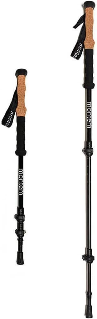 Montem Ultra Strong Trekking, Walking, and Hiking Poles - One Pair (2 Poles) Anti-Shock Cork Handle - Collapsible, Lightweight, Quick Locking, and Ultra Durable