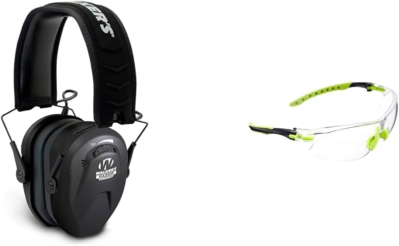 Walker's Razor Compact Electronic Youth/Women's 23dB NRR Noise-Canceling Hearing Protection Muff, 2 AAA Batteries Included