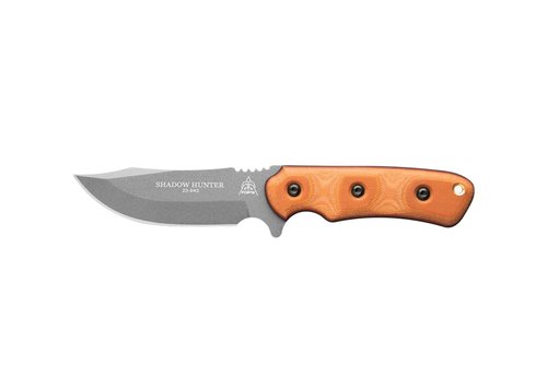 Tops Knives Shadow Hunter Full Tang Fixed Blade- Coyote Tan Kydex Sheath w/Rotating Spring Steel (Tan Canvas/Black Canvas Micarta Handle)