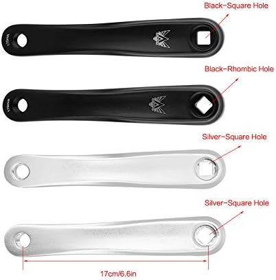 Tbest Bike Crank Arm 170mm Aluminium Alloy Left Crank Set Chain Set for MTB Road Bicycle, Square Rhombic Hole