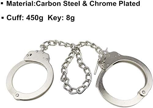 Double Lock Handcuffs, Adjustable Heavy Duty Steel Wrist Cuffs with 2 Keys & Handcuffs Holster in Police Edition Professional Grade