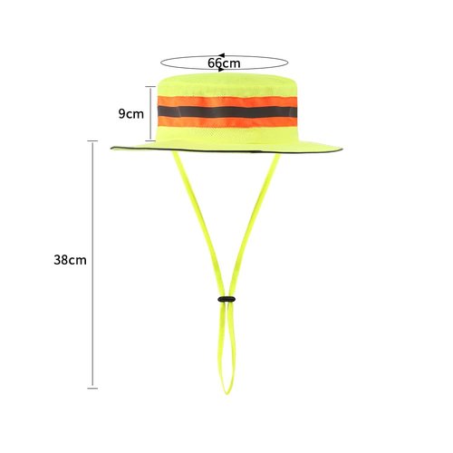 High Visibility Reflective Sun Hat Mesh Work Safety Boonie Hat UPF50+ Wide Brim Bucket Cap for Outdoor Hiking Men Women