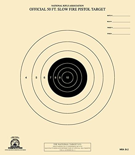 Official NRA Target, B-2, 50 Ft. Slow Fire Pistol, Pack of 100