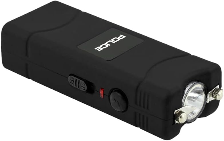 Police Stun Gun for Self Defense 801 – High Voltage Mini Rechargeable with LED Flashlight, Compact & Heavy Duty – Personal Security for Women & Men – Black