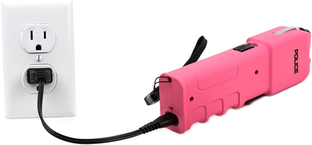 POLICE Stun Gun for Self Defense 928 - High Voltage Rechargeable with LED Flashlight, Compact & Heavy Duty, Personal Security for Women - Pink