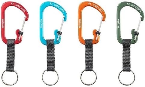 Nite Ize SlideLock Key Ring, Aluminum Locking Carabiner Key Chain with Webbing, Blue