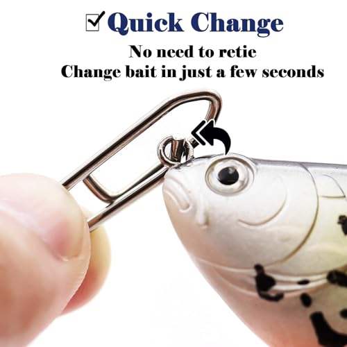 Natufish Power Fishing Clip - Fishing Speed Clips 50Pcs Stainless Steel Quick Change Connector,Link Split Rings Snaps for Lures Saltwater Size S# M# L# (Size S#)