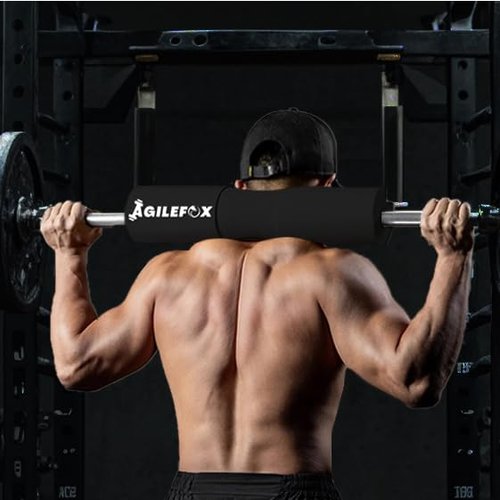 AGlLEFOXX Barbell Pad - Squat Pad-Hip Thrust Foam Pad, Comfort & Safety for Strength Training and Hip Thrust- Provides Cushion to Neck and Shoulders While Training (Black)
