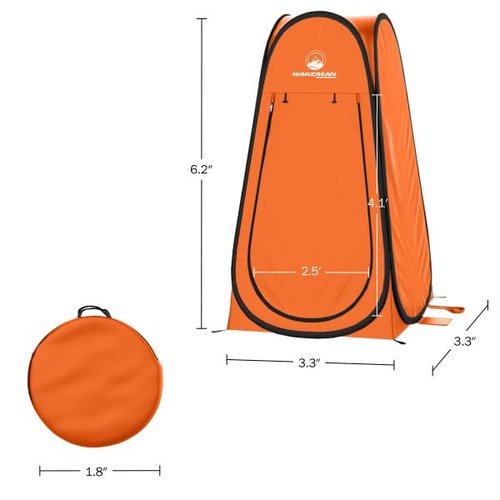 Pop Up Pod - Privacy Shower Tent, Dressing Room, or Portable Toilet Stall with Carry Bag for Camping, Beach, or Tailgate by Wakeman Outdoors (Orange)