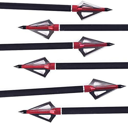 Hunting Broadheads, 12PK 3 Blades Archery Broadheads 100 Grain Screw-in Arrow Heads Arrow Tips Compatible with Traditional Bows and Compound Bow