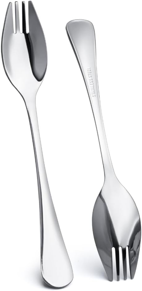 Spork 6-Pack Long Handle and Heavy Duty 18/10 Sporks Stainless Steel Sporks Reusable for Kids and Adults and Outdoor Camping by KAISHANE