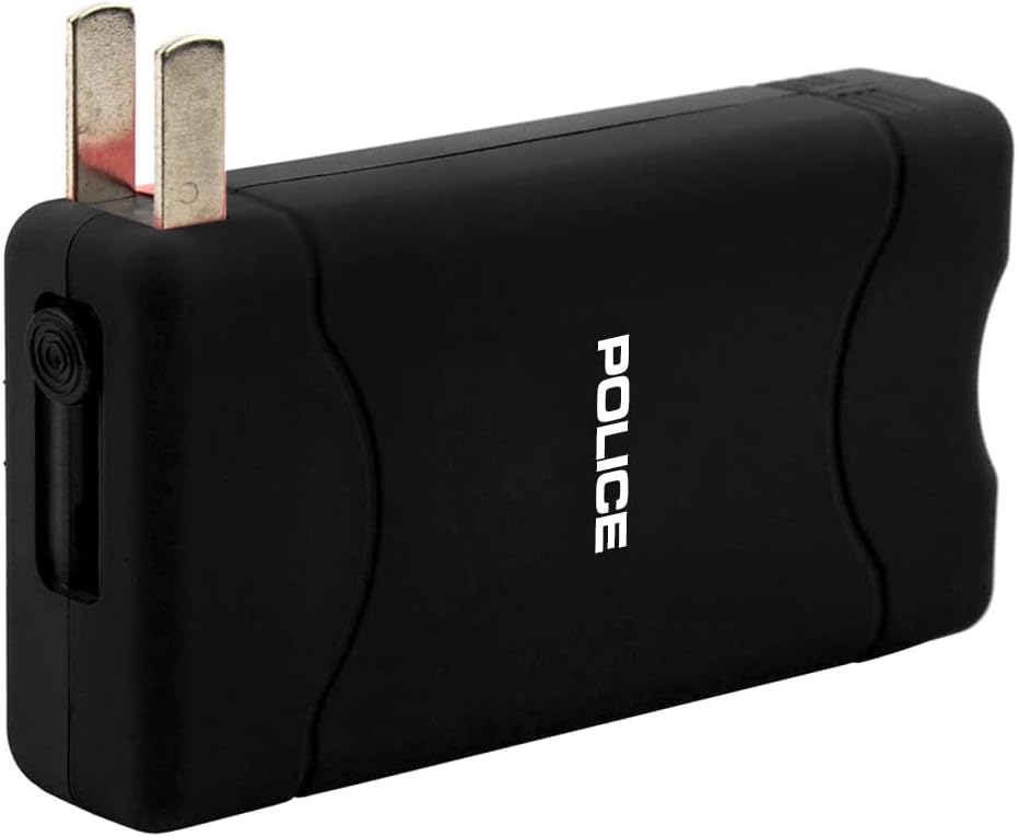 POLICE Stun Gun for Self Defense 800 – High Voltage Mini Rechargeable with LED Flashlight, Compact & Heavy Duty – Personal Security for Women & Men – Black