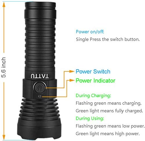 TATTU U3 UV Flashlight Rechargeable 395nm Black Light Torch Blacklight 10W Ultraviolet LED Lamp with Micro USB Charging Cable