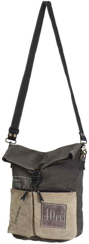 Old Howard Upcycled Canvas Leather Trim Crossbody Bag