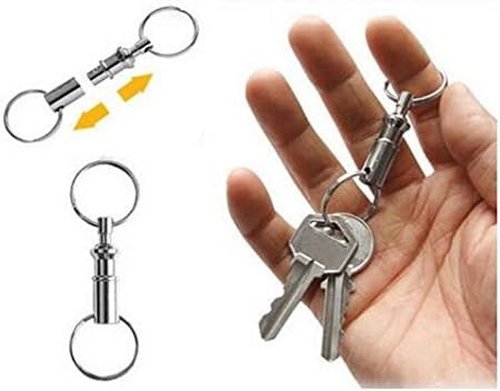 Detachable Pull Apart Key Rings Keychains with 2 Heavy Duty Split Rings(10 Pack) Silver
