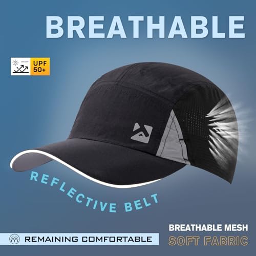 TOP-EX XL/XXL Mens Breathable Baseball Cap Women with Cooling Mesh Sunglass Lock UPF 50 Sun Hat Sport Running Golf Cap Foldable Black M/L