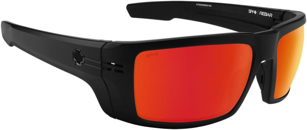 Spy Rebar ANSI Sunglasses Matte Black with Happy Bronze Red Spectra Mirror Lens 62mm