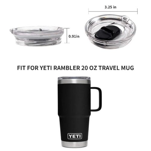 Stronghold Lid Replacement Spill Proof Splash Resistant Slider Lids Covers Fit for YETI Rambler Travel Mug (20 OZ)