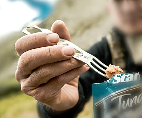OUTDOOR EDGE Chowlite - Mealtime Multitool with Folding/Locking Fork, Spoon, Bottle Opener, Can Opener and Screwdriver - 100% Stainless Steel - Perfect for Camping, Hiking, Backpacking and Hunting