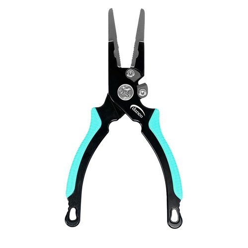danco Pro Series 6.5” Fishing Pliers–Aircraft-Grade Aluminum, Titanium Jaw Inserts, Replaceable Titanium-Cobalt Cutters, Rubber Grips, Full Grain Leather Sheath, Lanyard –Saltwater-Resistant