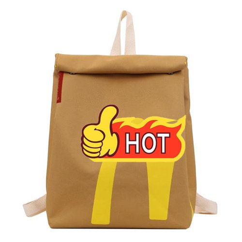 KQERTUC Funny Backpack Women Men Imitate Paper Bag Print Retro Large Capacity Backpack Casual Canvas Bags (Backpack)