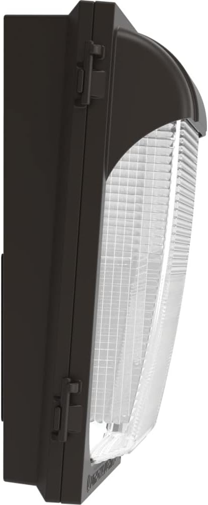 Lithonia Lighting 7.5" Mini LED Wall Pack Outdoor Light Fixture, Building Wall Light, Dusk to Dawn Sensor, 4000K Cool White, MVOLT 120-277V, IP65, Glass Lens, Bronze (TWX1 LED P2 40K MVOLT PE DDBTXD)