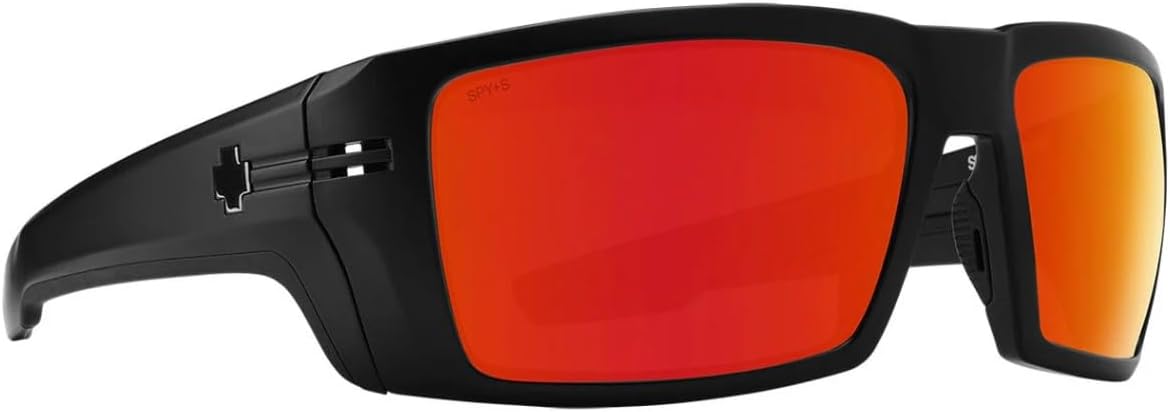 Spy Rebar ANSI Sunglasses Matte Black with Happy Bronze Red Spectra Mirror Lens 62mm