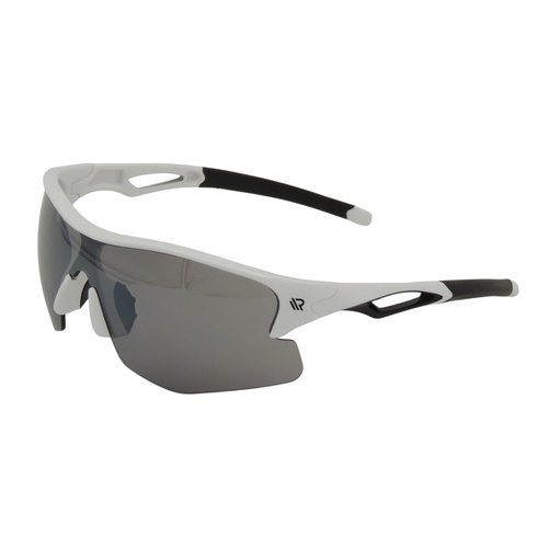 RAWIN Stylish Sport Sunglasses | UV400 Protection | Durable Design for Baseball, Soccer, Hiking, Cycling (Shiny White Frame with Black Mask Spray/White Mirror Lens)