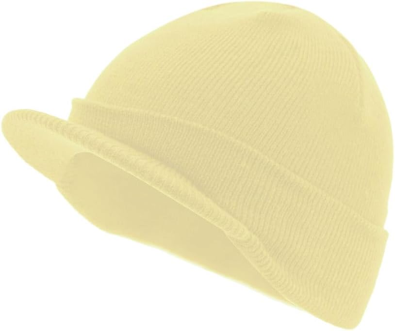 The Vintage Year Plain Sports Visor Billed Knit Radar Cuff Beanie