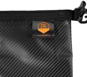 YakAttack 20L Roll-Top Drybag with Air Valve - Black Carbon | Waterproof Marine Dry Bag for Kayaking, Boating, Backpacking & Paddleboarding | Heavy Duty Roll Top Compression Drybag for Gear Storage